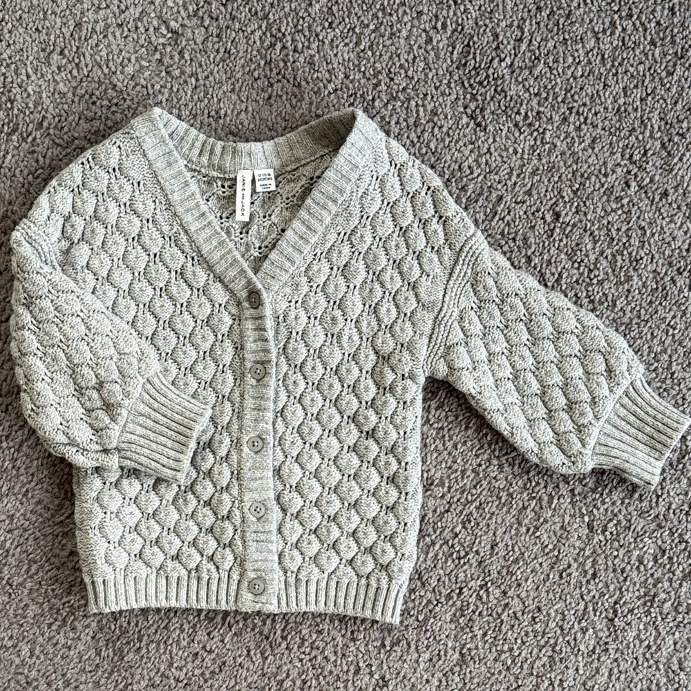 Janie and Jack Gray Sweater w/Bubble Sleeves - 12-18Mths